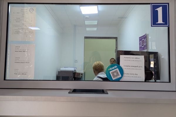 Ticket Window at Bishkek to Buy Bus tickets to Almaty