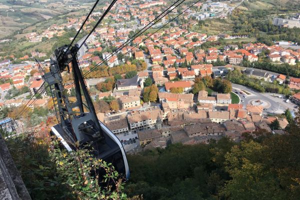 Cable Car Reaching the Top San Marino