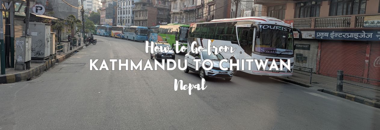 Buses lined up Kathmandu to go to Chitwan