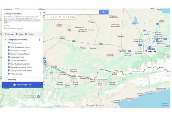 Map of Going from Almaty to Bishkek