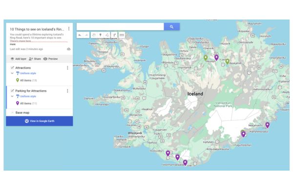 Map of 10 Top Things to see on Iceland's Ring Road