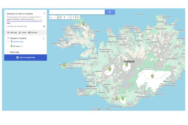 Map of Iceland's Glaciers to Visit