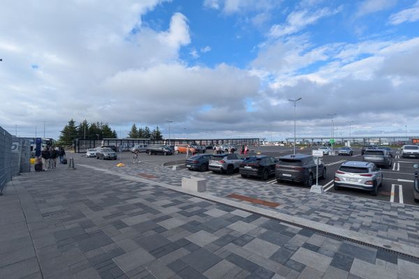 Keflavik Airport arrivals walk to flybus