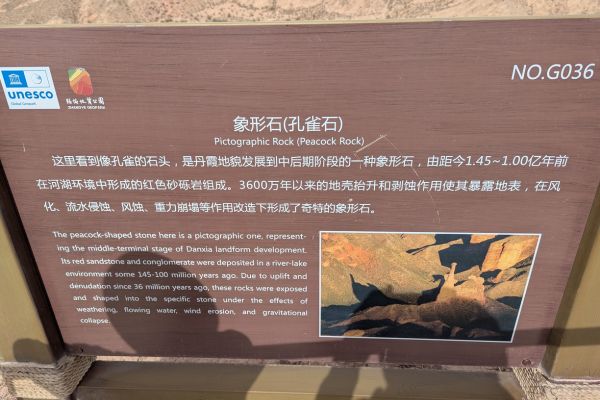 Pictographic Rock Peacock Rock Signboard Binggou Danxia