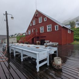 Herring Era Museum with salting trays outside