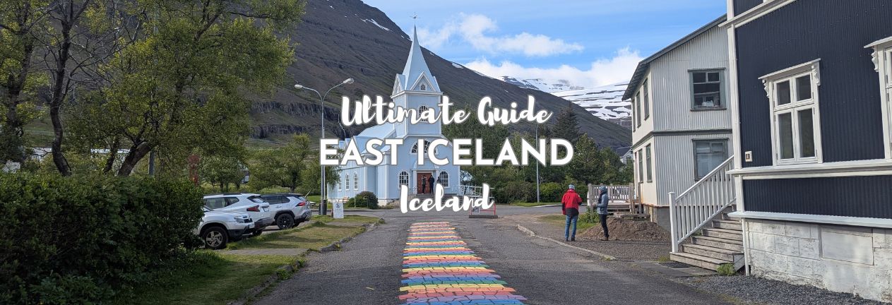 SEydisfjordur Church and Rainbow road