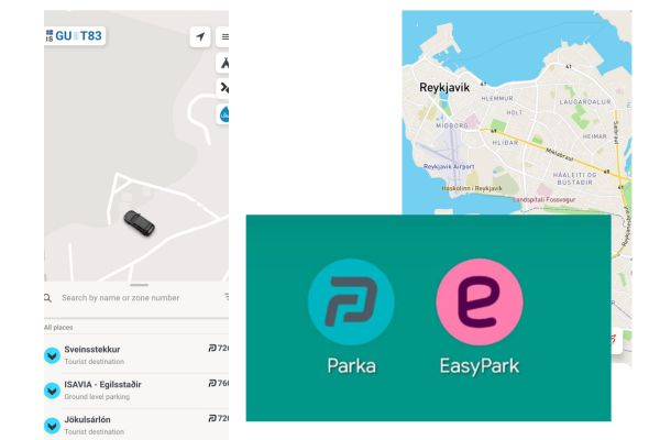 Parka and Easypark apps and screens 