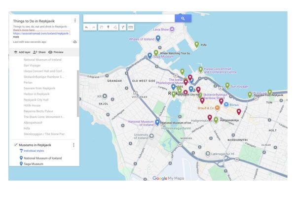 Map of Things to do in Reykjavik
