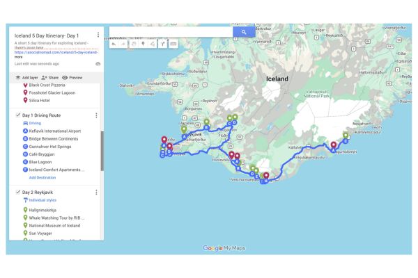 5 Day Iceland Itinerary and driving routes