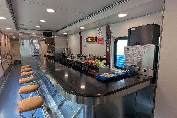 Bar in the dining carriage on the Almaty to Astana Train