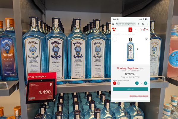 Cost of Gin at Duty Free versus Vinbudin Iceland