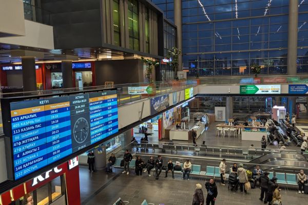 Departures Screen at Nurly Zhol Station Astana