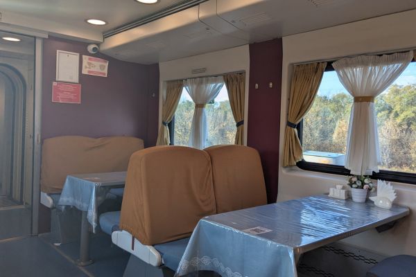 Dining Car on the Astana to Almaty Train