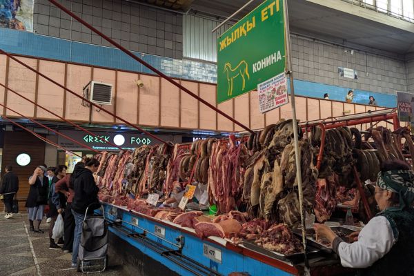 Horsemeat for sale at Almaty’s Green Bazaar