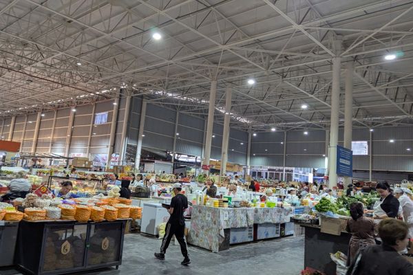 Inside Qyrgy Bazaar Shymkent