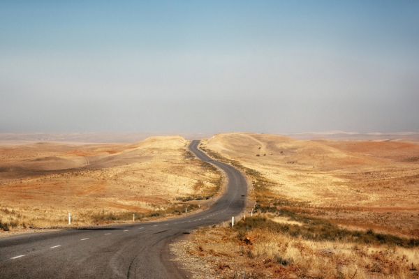 Road through the Steppe in Kazakhstan