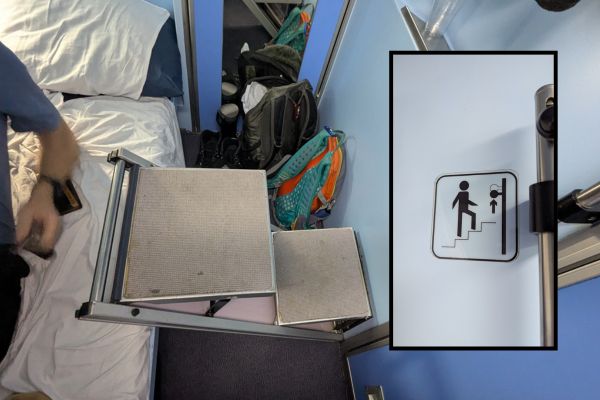 Stairs to Top bunk on Kazakh Talgo Train