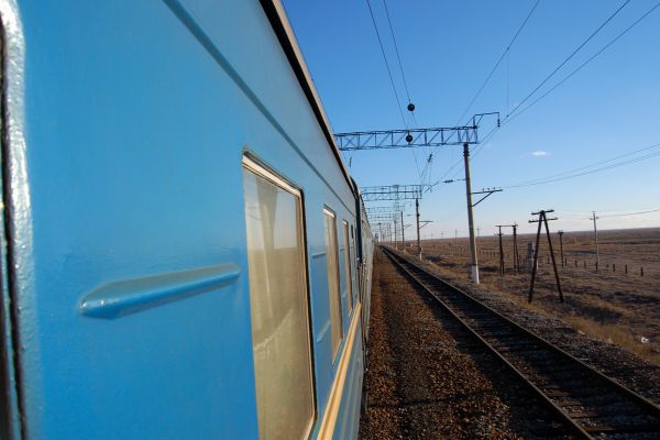 View from Soviet Era Train Kazakhstan