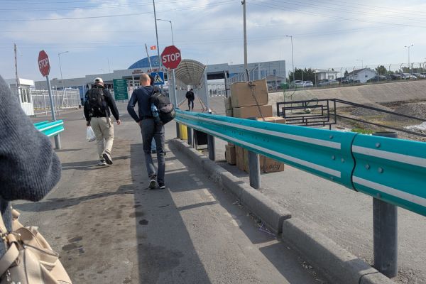 Walking across the Border to Kazakhstan