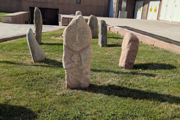 Balbals outside the Bishkek State History Museum