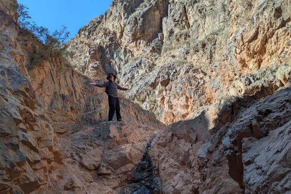 One of the Roped Sections on the Konorchek Canyon Trail