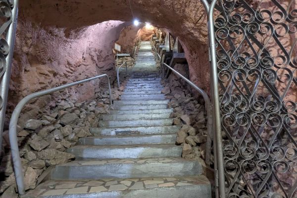 Stairs inside the Cave Museum on on Sulaiman-Too