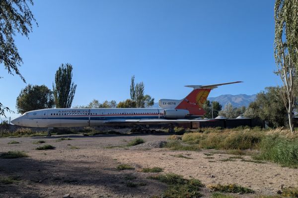 decommissioned airplane restaurant Balykchy
